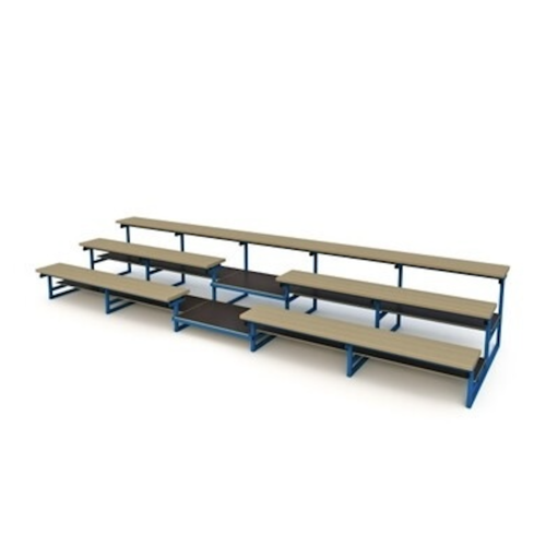 Спортивная трибуна без навеса с деревянными лавочками